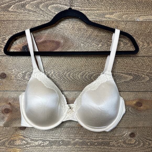Maidenform Devotion Extra Coverage T-Shirt Bra 9404 Beige Lace Trim 36D NWT - Picture 2 of 5